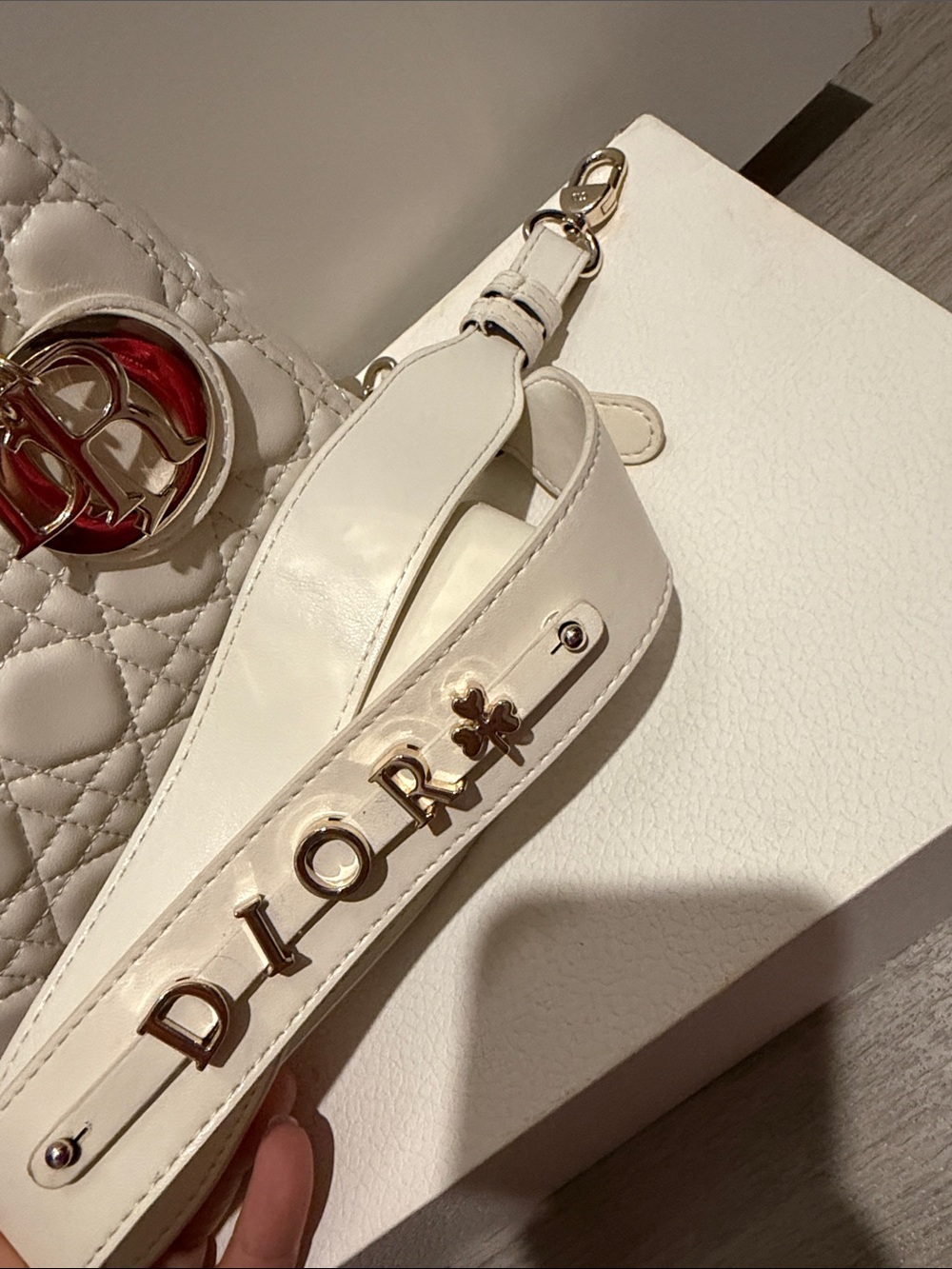 Dior Cream Quilted Mini Lady Bag with Gold Hardware - Picture 8 of 9